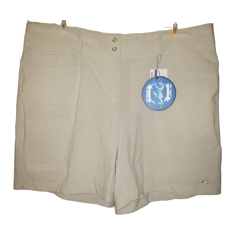 Mojo Sportswear Womens Large Shorts Beige NWT Outdoor Fishing Golf Utility Flex
